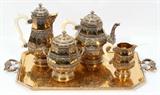 Lot#1002, FRENCH GILDED STERLING & IVORY TEA & COFFEE SERVICE, BY HENRI GAUTHIER, EARLY 20TH C., FIVE PIECES