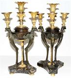 Lot#1007, FRENCH BRONZE CANDELABRA, 19TH CENTURY, PAIR, H 19 1/4", W 8"