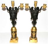 Lot#1010, FRENCH BRONZE FIGURAL CANDELABRA, C. 1890, PAIR, H 21"