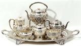 Lot#1016, BIGELOW, KENNARD & CO. STERLING COFFEE & TEA SERVICE, SIX PIECES, PLUS A TIFFANY SILVER TRAY