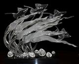 Lot#1023, GUYOL (1935-), GLASS SCULPTURE, H 18", W 15", L 24", 'MARINE HARMONIE'