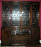 Lot#1032, BAKER FURNITURE CO. MAHOGANY BREAKFRONT, GEORGIAN STYLE, H 85", W 75", D 16"