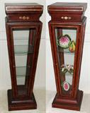 Lot#1035, MAITLAND-SMITH LEATHER-CLAD CURIO PEDESTALS, PAIR, H 48", W 14", D 14"