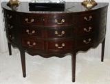 Lot#1037, WELLINGTON HALL MAHOGANY DEMI LUNE SIDEBOARD, H 38", W 63", D 23"