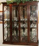 Lot#1038, MAHOGANY FOUR-DOOR DISPLAY CABINET, H 84", W 73", D 16 1/2"