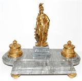 Lot#1114, FRENCH NEOCLASSICAL STYLE GILT BRONZE & MARBLE DESK SET, 19TH CENTURY, H 12 1/2", L 16", D 8 1/2"