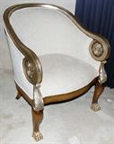 Lot#1127, EMPIRE STYLE WALNUT & SILVER GILT ARMCHAIR