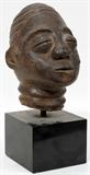 Lot#1211, AFRICAN CLAY HEAD, BENIN STYLE, H 6", RAISED ON A SEPARATE PLINTH