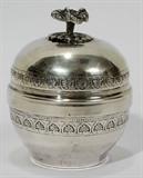 Lot#1243, CONTINENTAL .900 SILVER BULBOUS BOX, H 2 3/4", DIA 2 1/4"