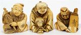 Lot#1306, JAPANESE IVORY FIGURAL NETSUKE (3), SIGNED, H 1 1/2"