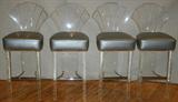 Lot#1401, ART DECO STYLE LUCITE & LEATHER BAR CHAIRS, SET OF FOUR