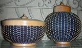 Lot#1480, HELEN SPRINGER MAPLE AND WICKER JARS H 11", 7"