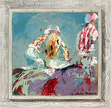 lot# 2005
LEROY NEIMAN, OIL ON MASONITE, 15" X 15", THREE JOCKEYS