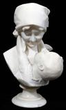 Lot#2016, EMILLO FIASCHI, CARRERA MARBLE BUST OF MOTHER AND CHILD