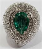 Lot#2063, 3.10CT EMERALD & 14.50CT DIAMOND RING, SIZE 6 1/2"