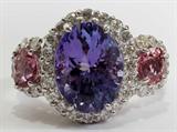 Lot#2072, 5.80CT TANZANITE, PINK SPINEL & DIAMOND RING, SIZE 6 1/4"