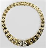 Lot#2076, 18KT GOLD & 3.00CT DIAMOND DECO LINK NECKLACE
