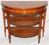 Lot#2081, MAITLAND SMITH FRUITWOOD INLAYED MAHOGANY DEMI-LUNE CONSOLE TABLE, H 32", W 36", D 18"
