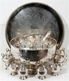 Lot#2131, E.H. PARKIN & CO. (SHEFFIELD) HAND CHASED SILVER PLATE PUNCH SET, 15 PIECES