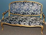 Lot#2153, FRENCH LOUIS XV STYLE GILT WOOD SETTEE, 19TH C. TO C. 1900 FRAME, REUPHOLSTERED, L 58"