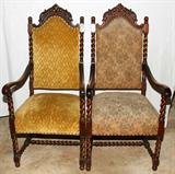 Lot#2157, JACOBEAN STYLE WALNUT ARMCHAIRS, C. 1910, SET OF SIX