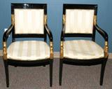 Lot#2159, BLACK LACQUER EMPIRE STYLE SIDE CHAIRS, PAIR, H 36", W 23"