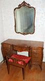 Lot#2171, SATINWOOD & INLAY DRESSING TABLE WITH CHAIR AND MIRROR, C. 1925