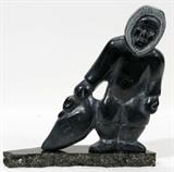 Lot#2206, INUIT CARVED SOAPSTONE HUNTER, H 8 1/4", L 6"