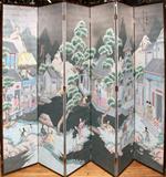 Lot#21, CHINESE HAND PAINTED 6-PANEL SCREEN 20TH C, H 84", W 9'