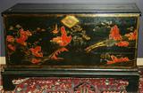 Lot#24, CHINESE BLACK LACQUER CHEST, H 34", W 58", D 25"