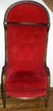 Lot#28, ANTIQUE WALNUT AND VELVET PORTER'S CHAIR, C1900, H 64", W 28", D 30"