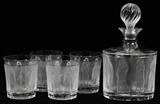 Lot#168, LALIQUE CRYSTAL DECANTER & GLASSES, FIVE PIECES