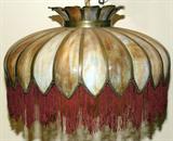 Lot#193, LEADED GLASS HANGING LAMP, H 12", DIA 24"