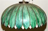 Lot#195, LEADED GLASS HANGING LAMP, H 14", DIA 24"