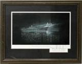 Lot#222,JIM CLARY (MICH 20TH C), LITHOGRAPH, 13" X 24", "THE STOCKHOLM-ANDREA DORIA COLLISION"