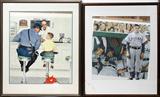 Lot#233, NORMAN ROCKWELL OFFSET LITHOGRAPH 2 PCS. "THE RUNAWAY" & "THE DUGOUT CHICAGO CUBS"