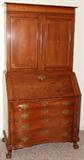 Lot#1013, NEW ENGLAND CHERRY OXBOW SECRETARY BOOKCASE WITH INLAY, C. 1780, H 78 1/2", W 40", D 22"