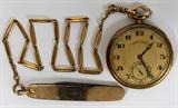 Lot#1021, VACHERON & CONSTANTINE 18KT GOLD POCKET WATCH, CHAIN & POCKET KNIFE