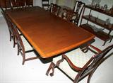 Lt#1020, FEDERAL STYLE MAHOGANY DINING TABLE & SET OF CHAIRS (8), C. 1940, H 28", W 44", L 98"