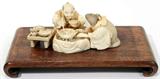 Lot#1114, JAPANESE CARVED IVORY FIGURE GROUP, C. 1900, H 2", L 5", SIGNED