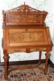 Lot#1183, EASTLAKE OAK & WALNUT SLANT-FRONT DESK, C. 1890, H 59", W 38", D 20"