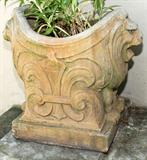 Lot#1202, CAST CEMENT LION GARDEN PLANTERS, PAIR, H 23", D 24"