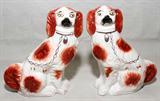 Lot#1316, ENGLISH STAFFORDSHIRE SPANIELS, 19TH C., TWO, H 8 1/2"