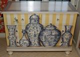 Lot#1496, DECORATED WOOD CHEST OF FOUR DRAWERS, H 33", W 44", D 21"