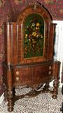 Lot#1495, JACOBEAN STYLE PAINTED WALNUT CABINET, H 81", W 45", D 18"