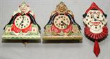 Lot#1551, LUX CLOCK CO. CLOWN PENDULETTE CLOCKS (3), H 7"-8"