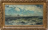 Lot#2001, ROBERT HOPKIN [AMERICAN 1832-1909], OIL ON CANVAS, 19" X 35", SHIP AT SEA