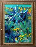 Lot#2016, NICOLA SIMBARI (ITALIAN B. 1927), OIL ON CANVAS, 1966, 40" X 28", "THE BLUE CACTUS"