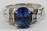 Lot#2052, 5.38CT NATURAL SAPPHIRE & 1.26CT DIAMOND RING, SIZE 9, GIA
