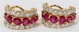 Lot#2060, 6.00CT NATURAL RUBY & 4.00CT DIAMOND CLIP EARRINGS